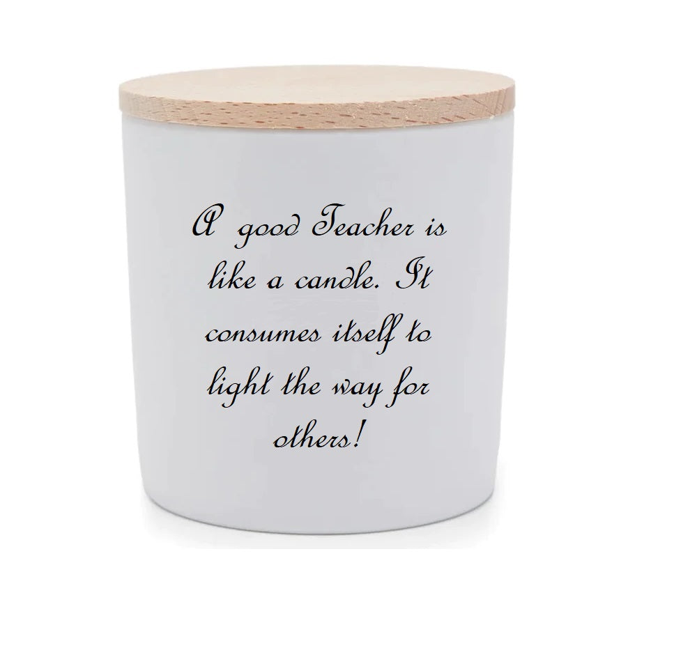 Natural soy aromatic candle with wooden lid 200 gr - for Teacher 02