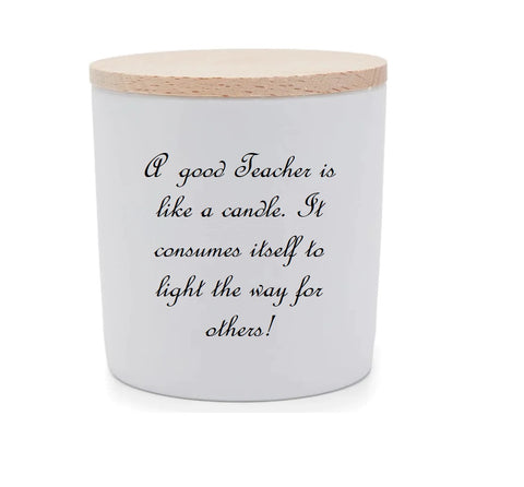 Natural soy aromatic candle with wooden lid 220 gr - for Teacher 02