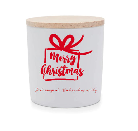Natural soy aromatic candle with wooden lid - merry christmas 09