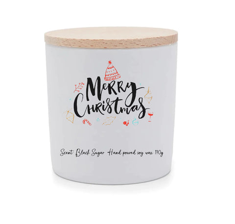 Natural soy aromatic candle with wooden lid - merry christmas wishes 03