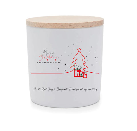 Natural soy aromatic candle with wooden lid - merry christmas 01